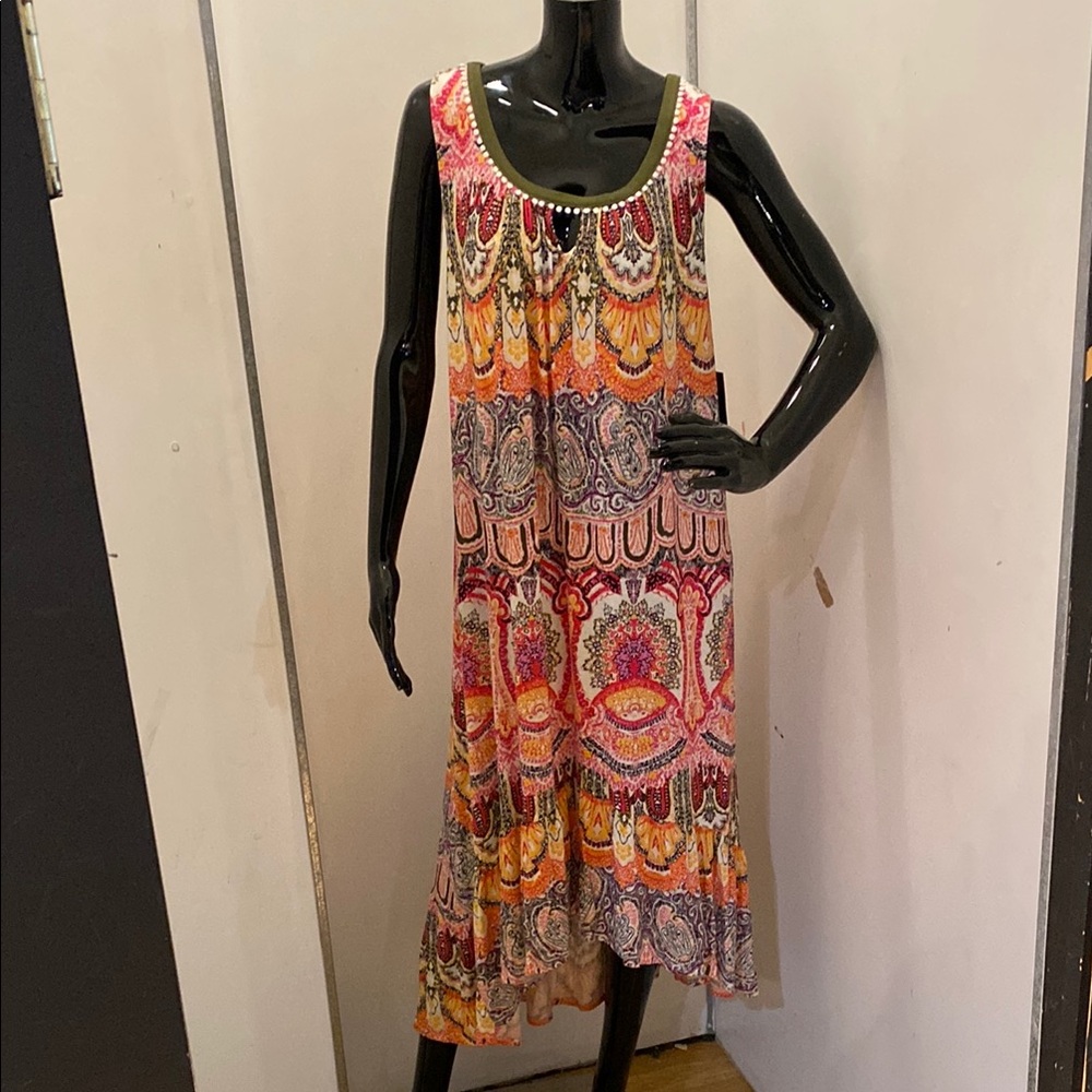 Ellen Tracy Orange Asymmetrical High-Low Sundress